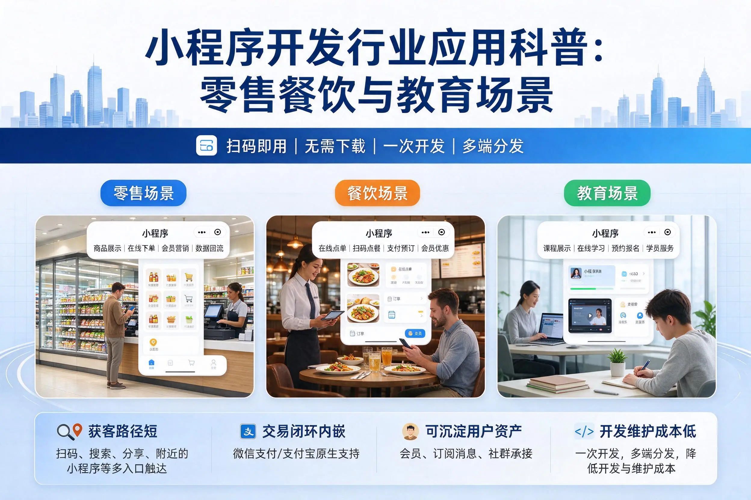 铁门关小程序开发行业应用科普：零售餐饮与教育场景
