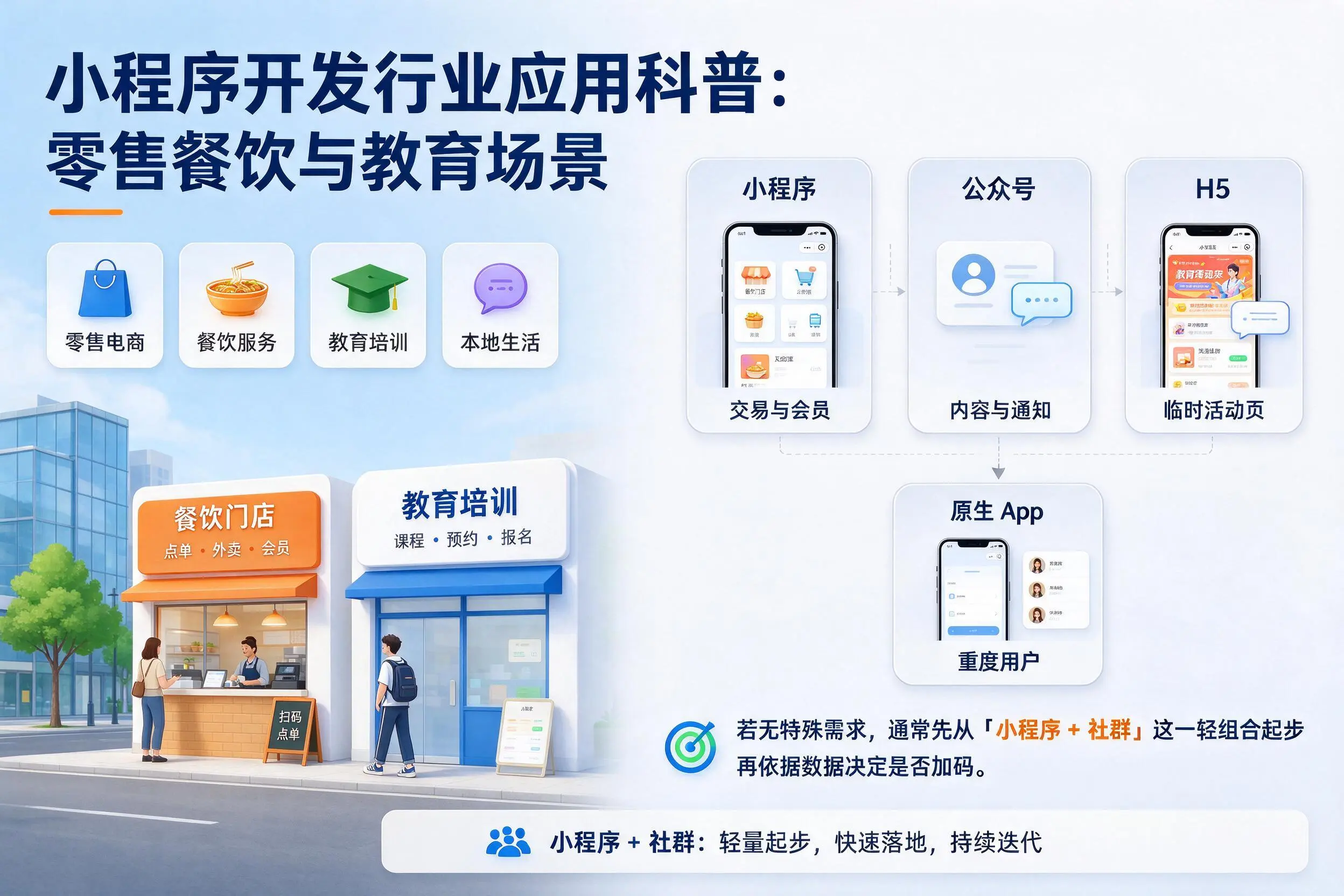 铁门关小程序开发行业应用科普：零售餐饮与教育场景