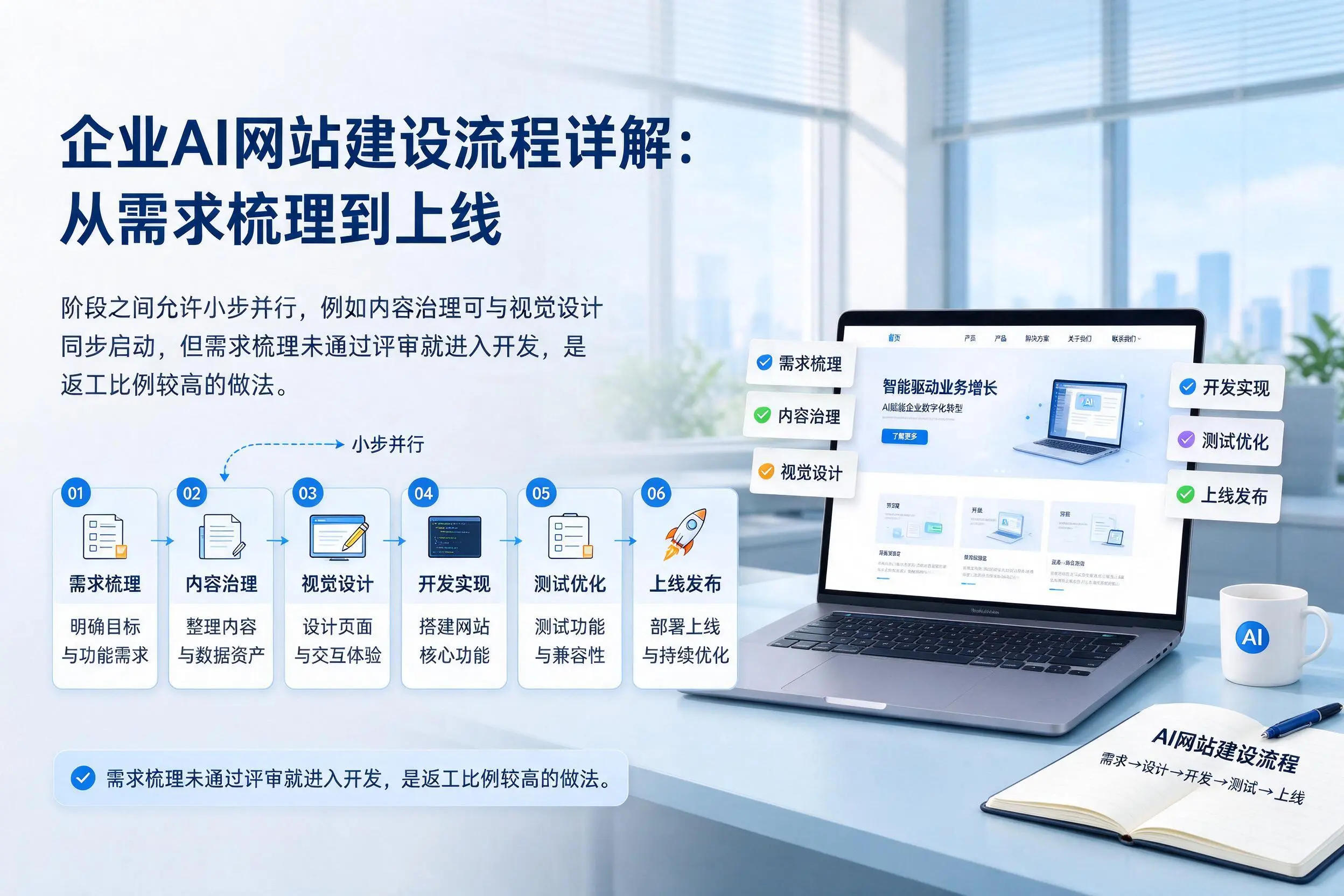 铁门关企业AI网站建设流程详解:从需求梳理到上线