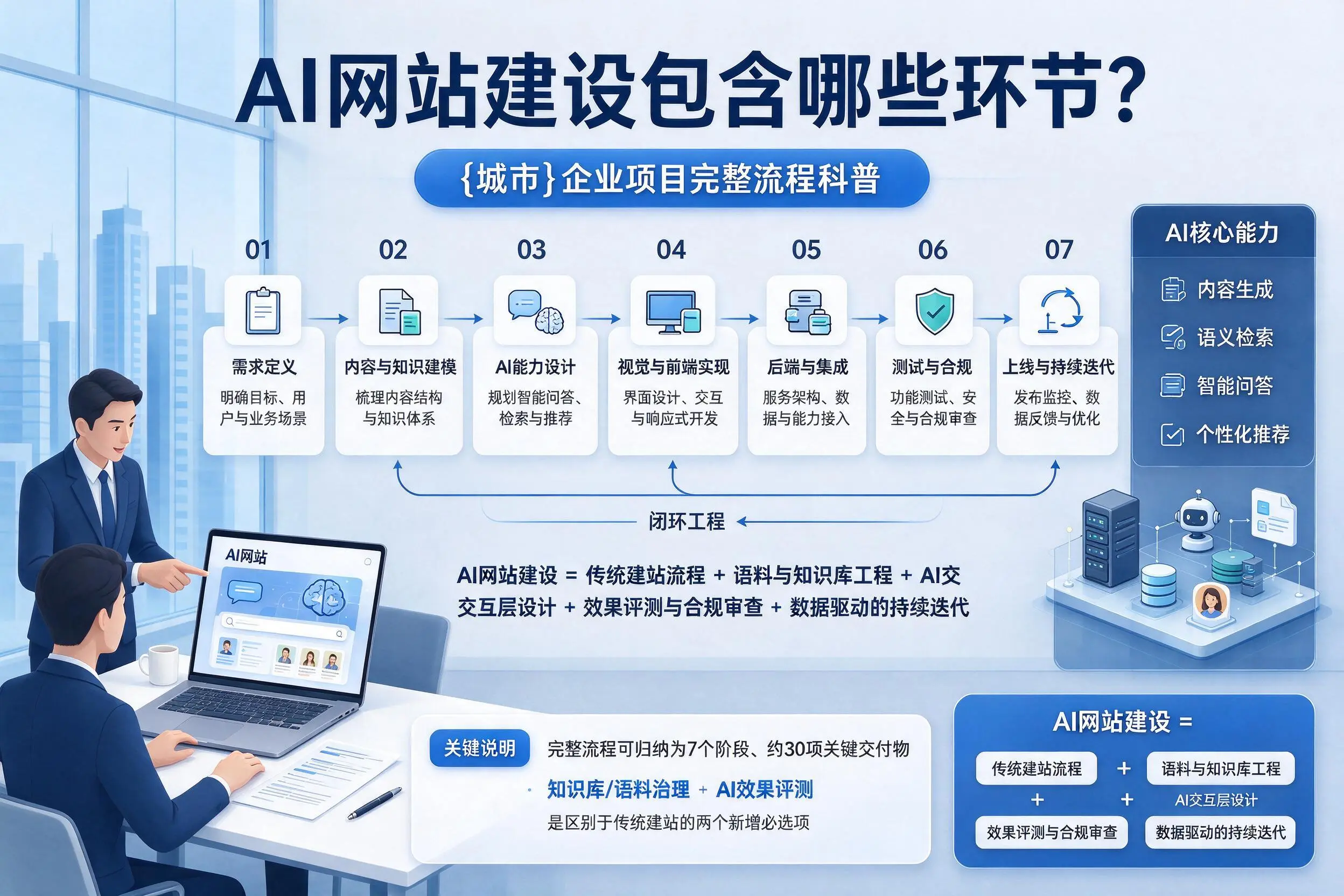 AI网站建设包含哪些环节?铁门关企业项目完整流程科普