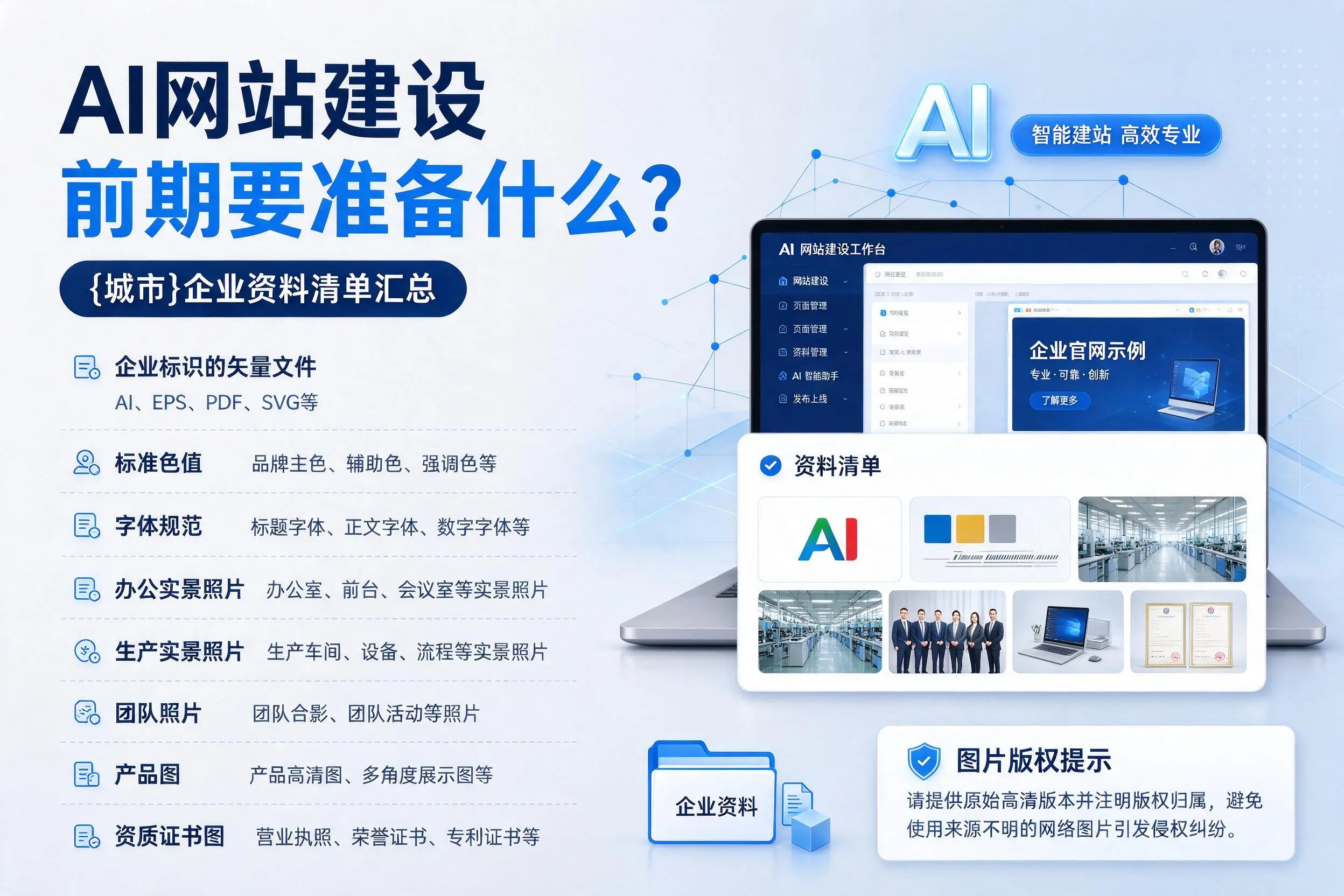 AI网站建设前期要准备什么？铁门关企业资料清单汇总