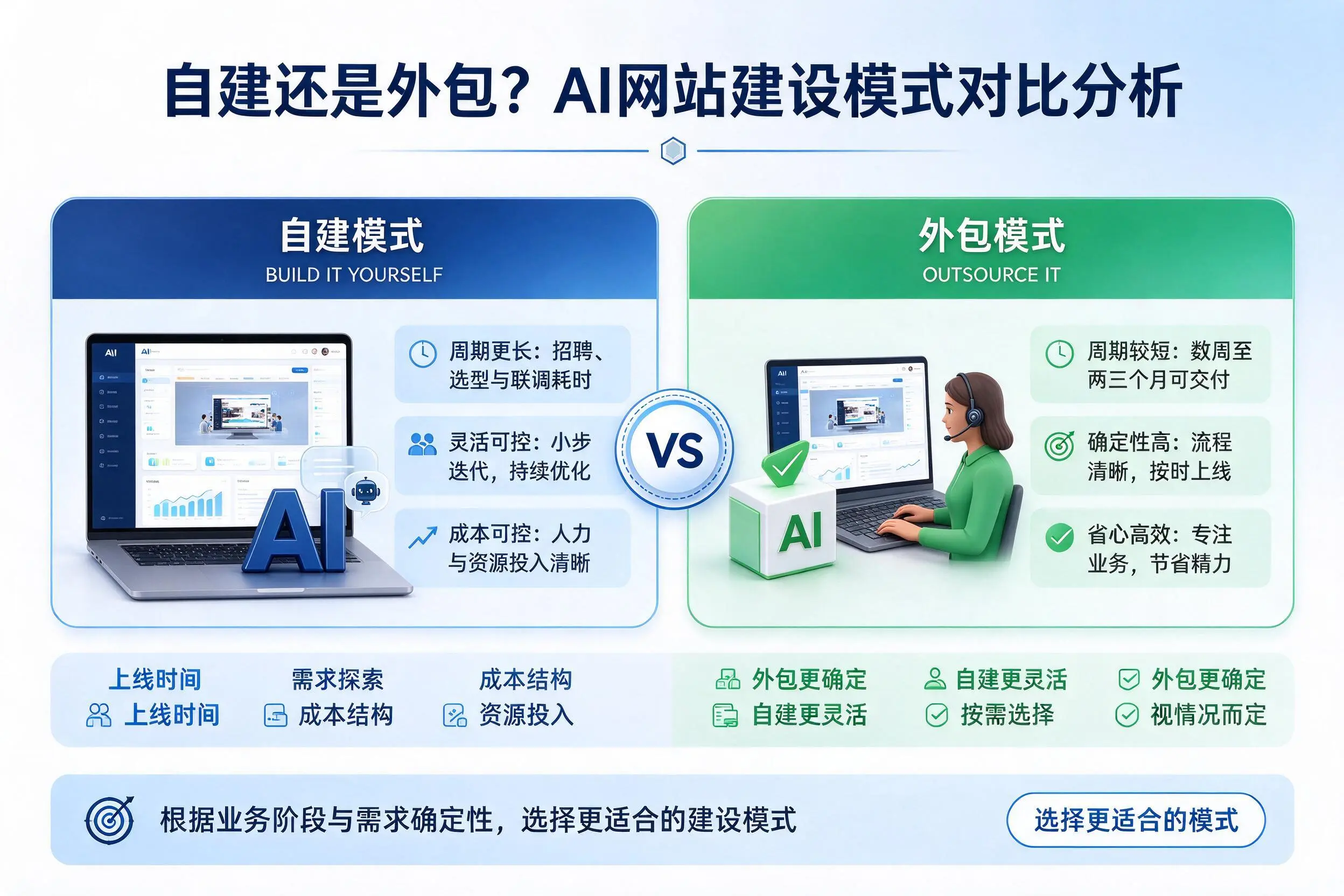 自建还是外包?铁门关AI网站建设模式对比分析