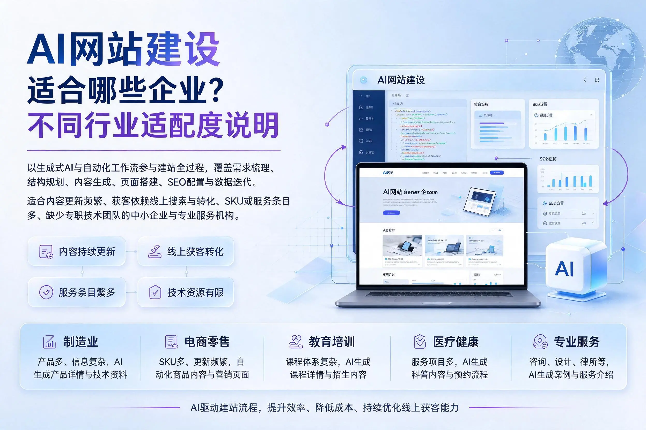 AI网站建设适合哪些企业?铁门关不同行业适配度说明